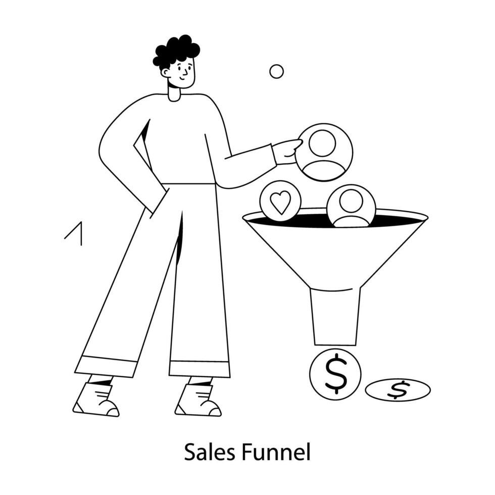 Trendy Sales Funnel vector