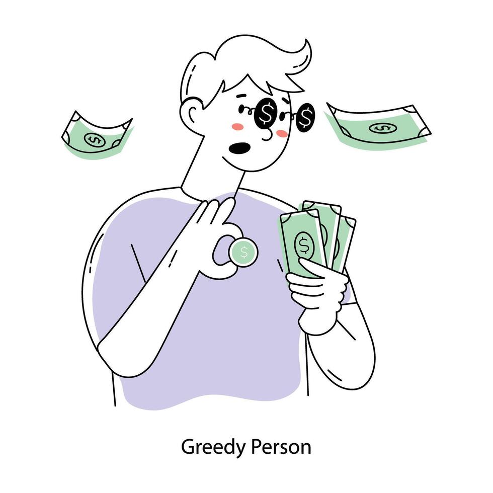 Trendy Greedy Person vector
