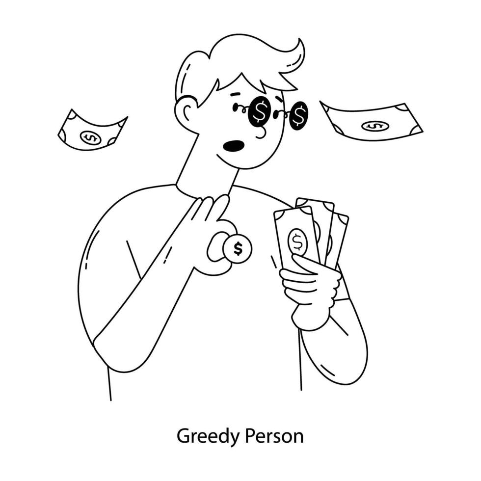 Trendy Greedy Person vector