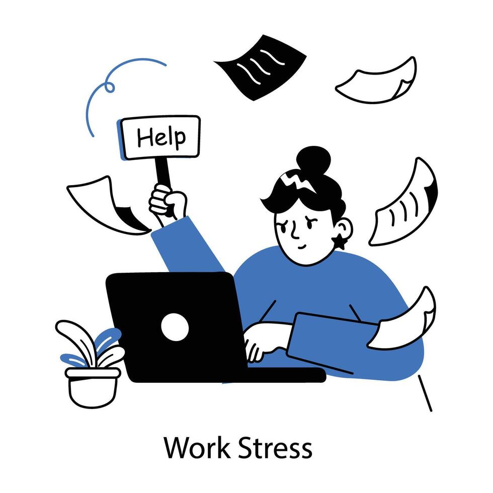 Trendy Work Stress vector