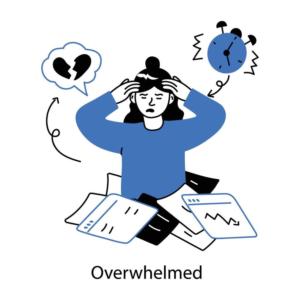 Trendy Overwhelmed Concepts vector