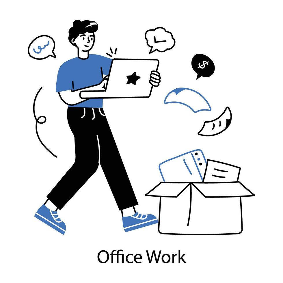 Trendy Office Work vector