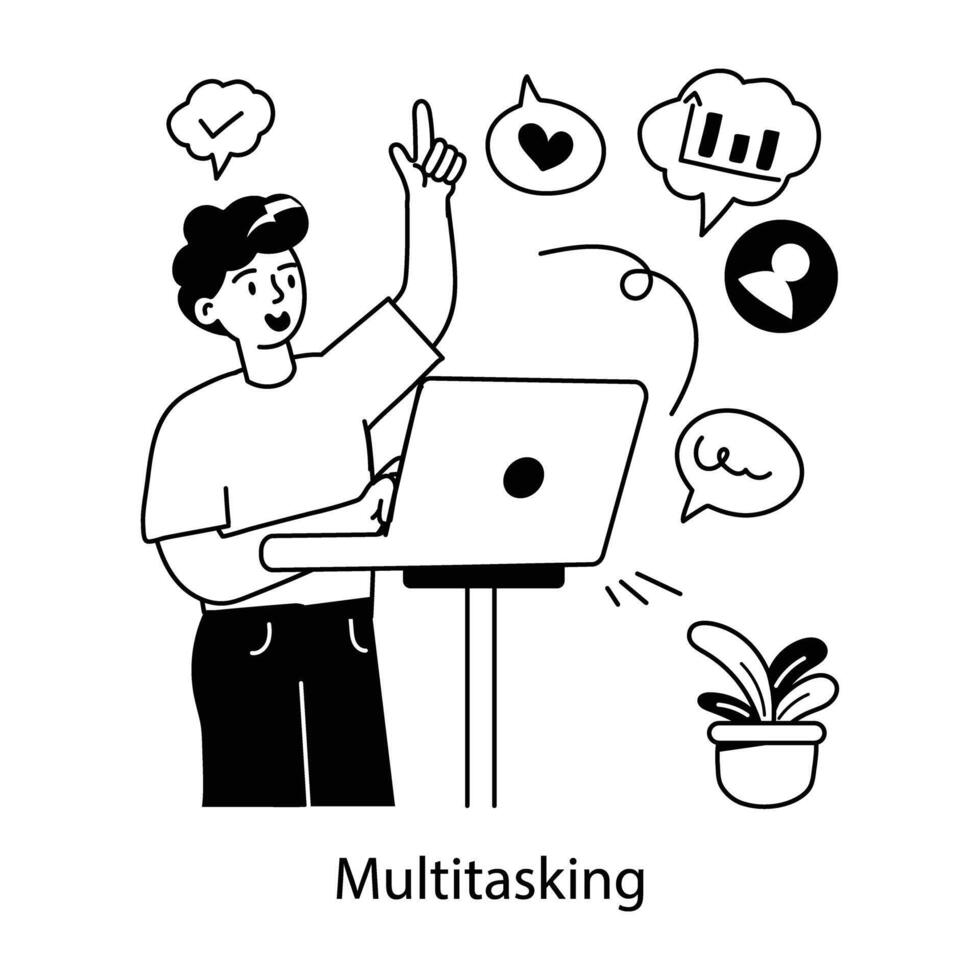 Trendy Multitasking Concepts vector
