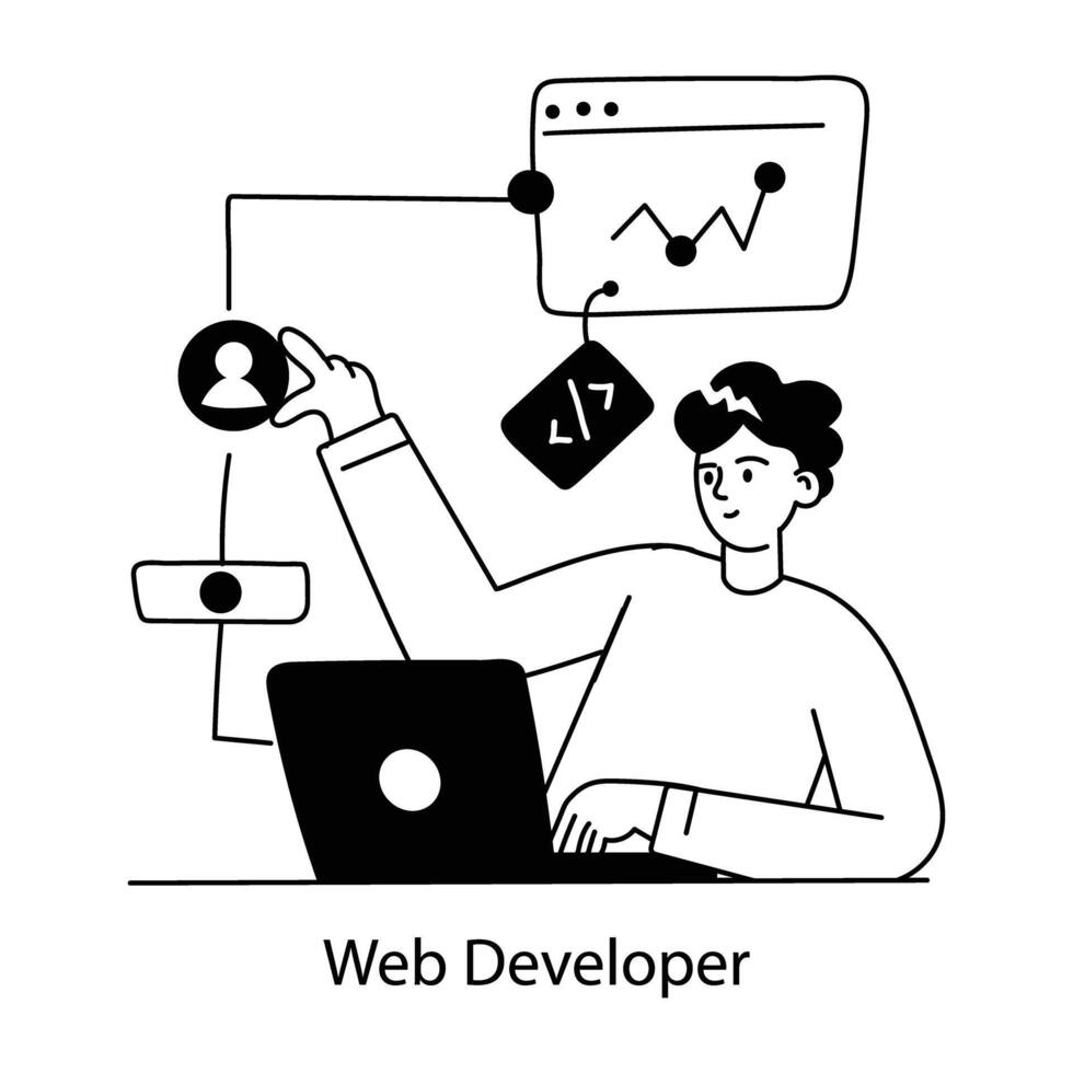 Trendy Web Developer vector