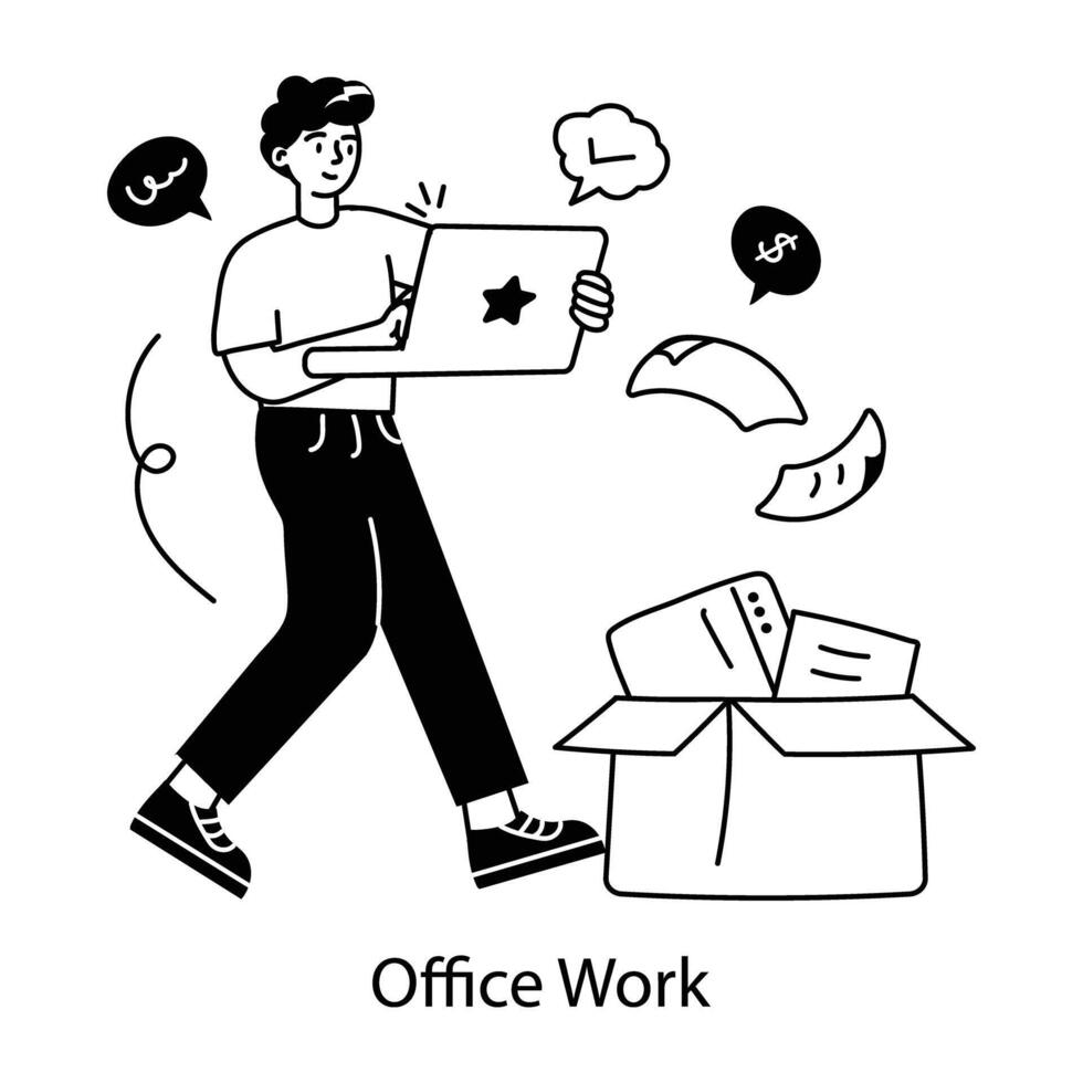Trendy Office Work vector