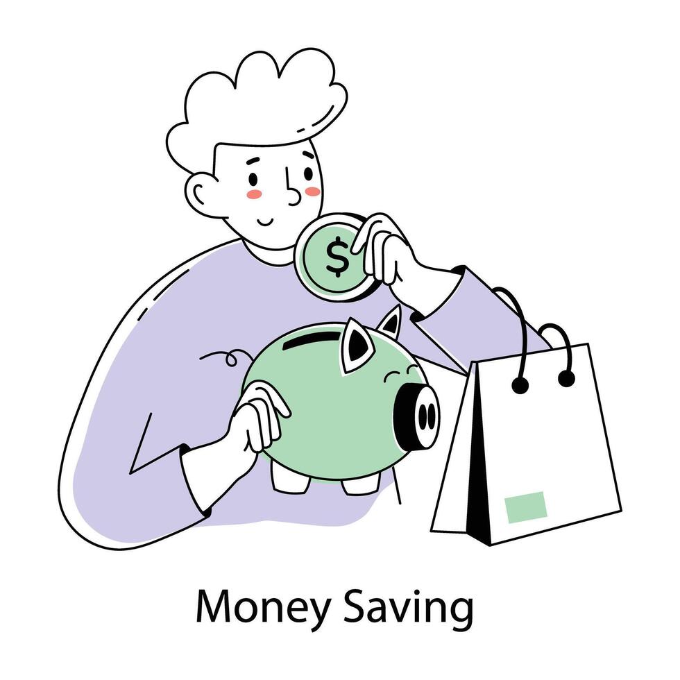 Trendy Money Saving vector
