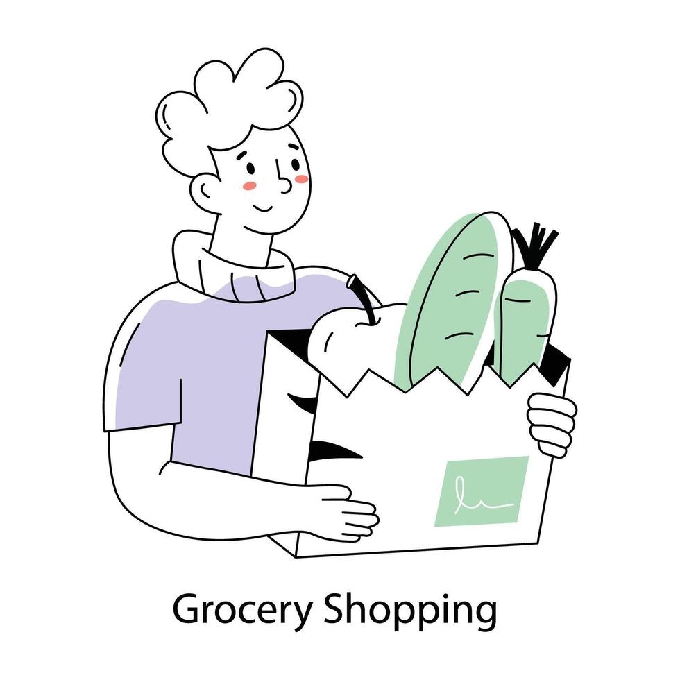 Trendy Grocery Shopping vector