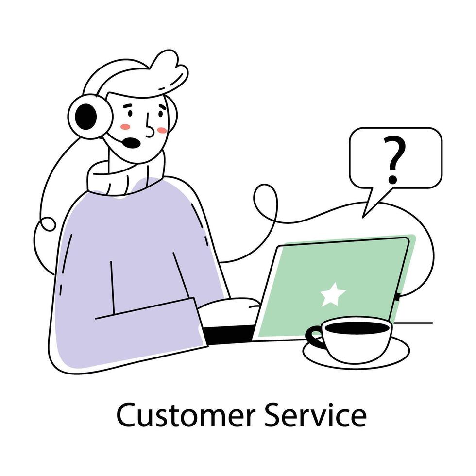 Trendy Customer Service vector
