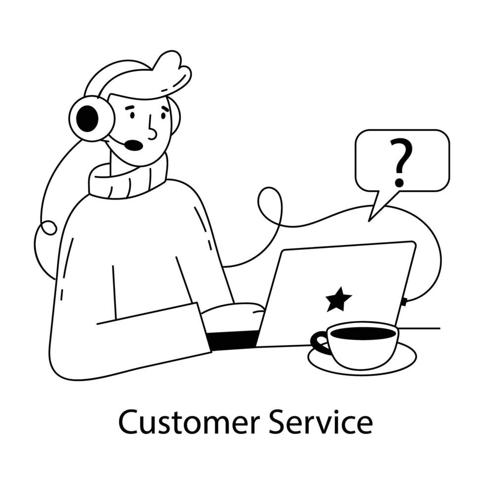 Trendy Customer Service vector