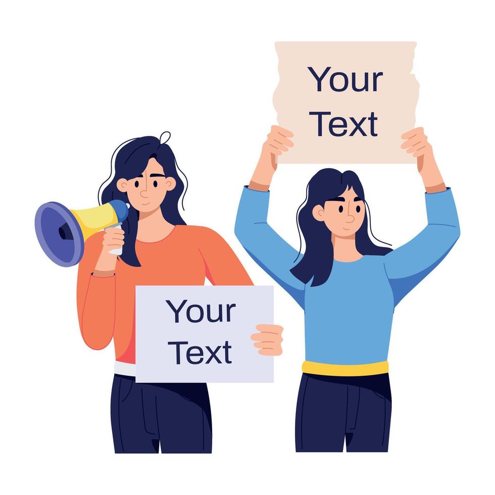 Trendy Female Protesters vector