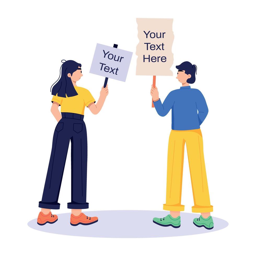 Trendy Holding Signs vector