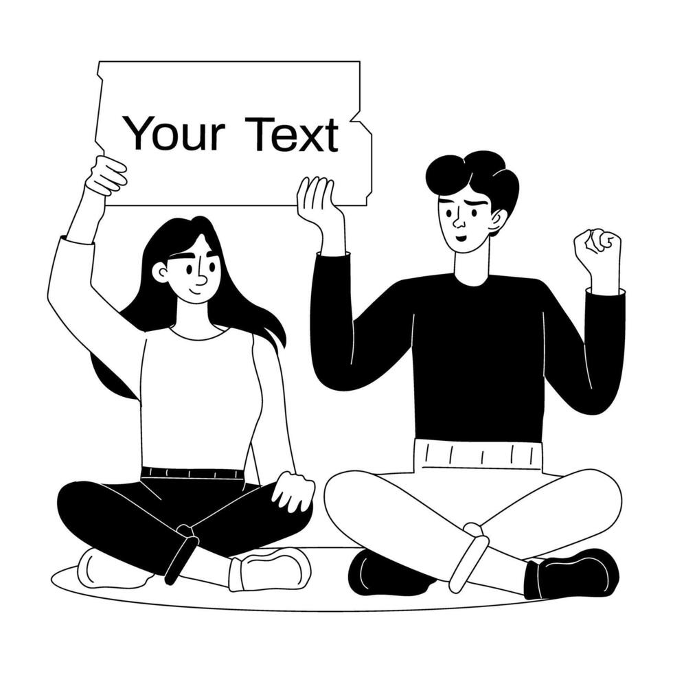 Trendy Sitting Protest vector