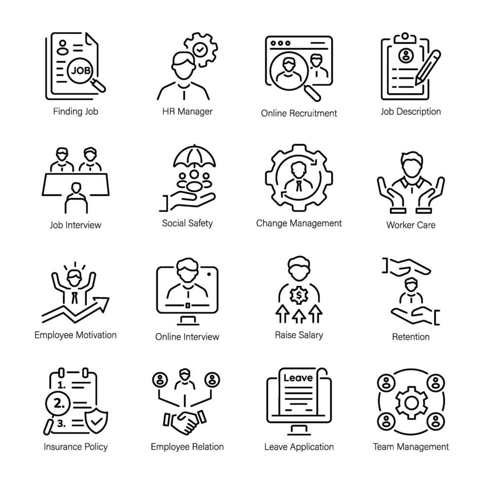 Collection of Human Resource Linear Icons vector