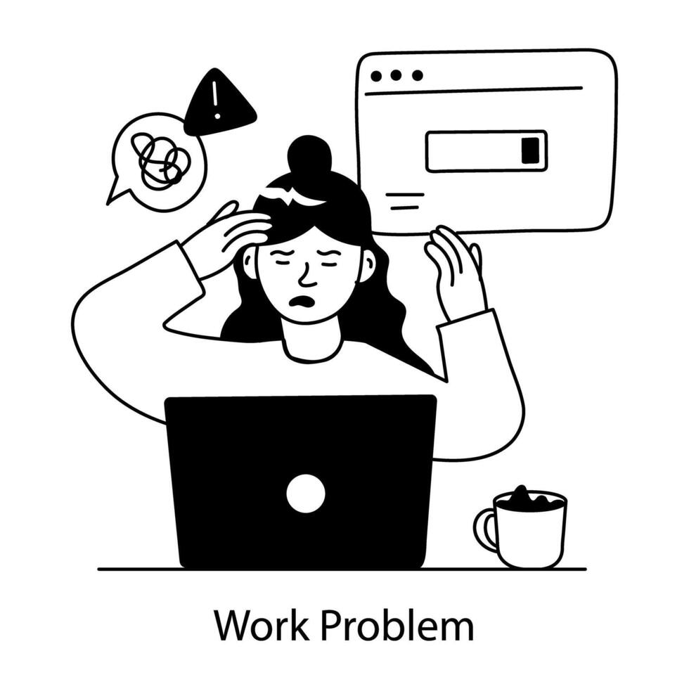 Trendy Work Problem vector