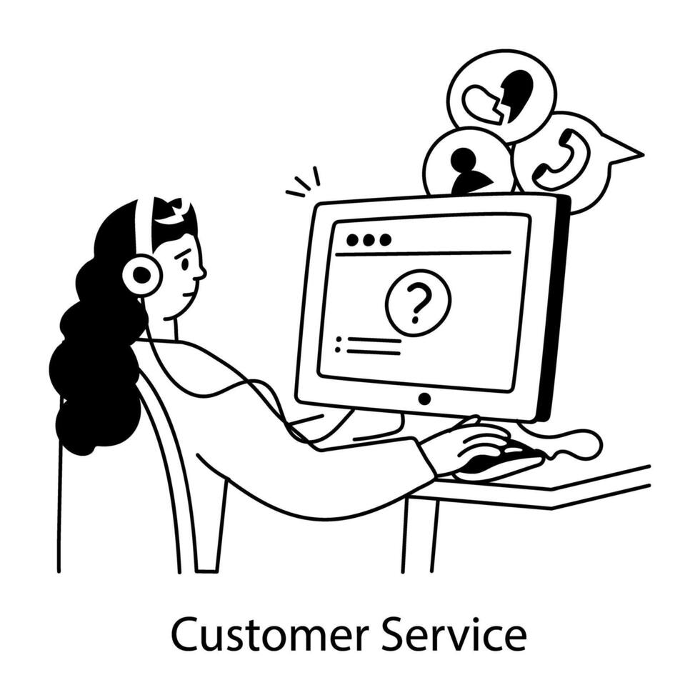 Trendy Customer Service vector