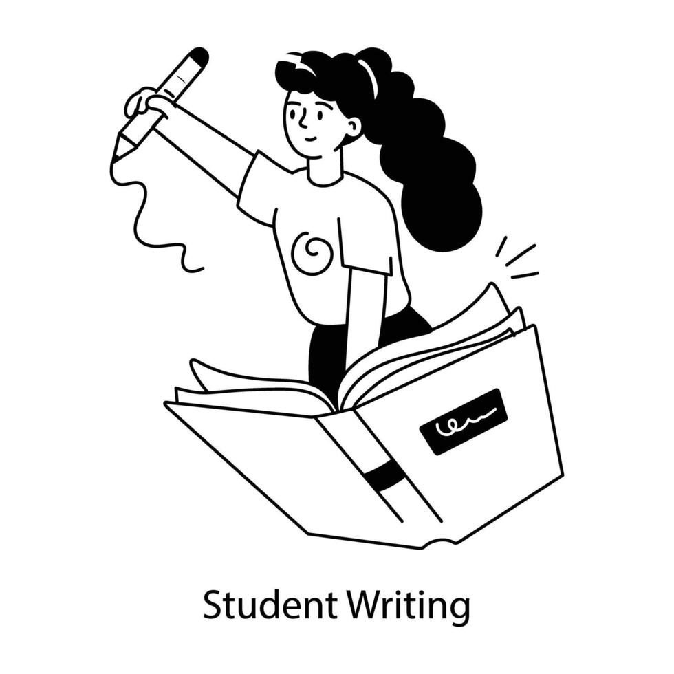 Trendy Student Writing vector