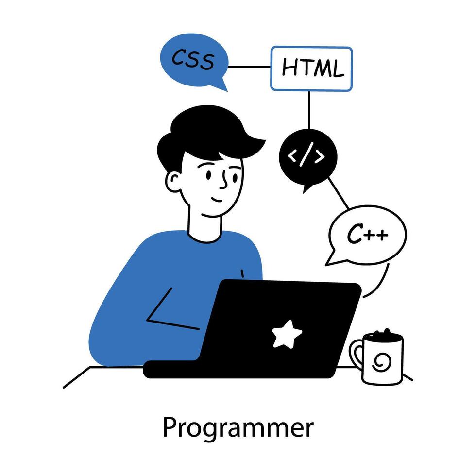 Trendy Programmer Concepts vector
