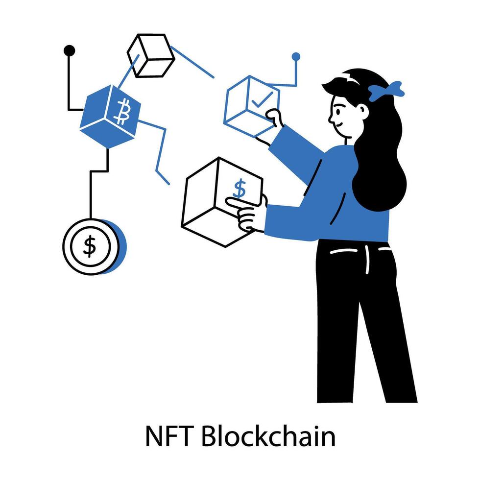 Trendy NFT Blockchian vector