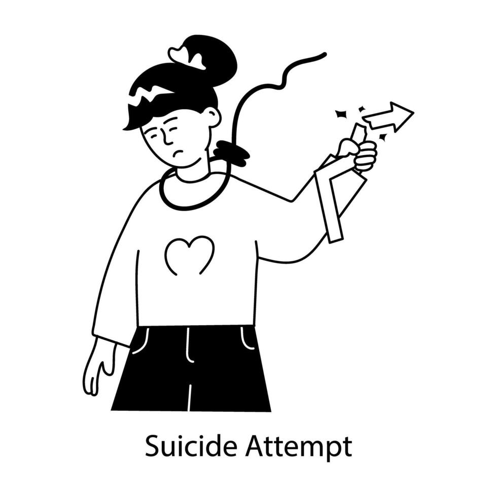 Trendy Suicide Attempt vector