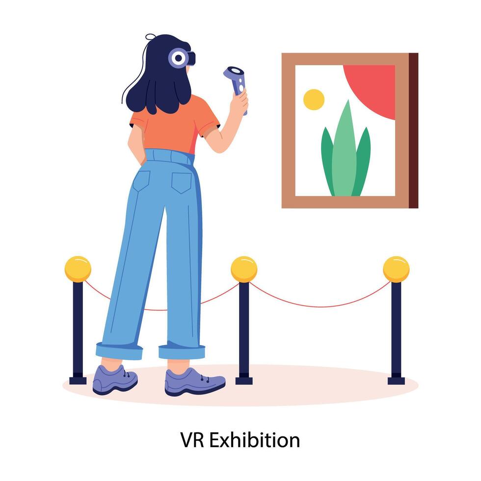 Trendy VR Exhibition vector