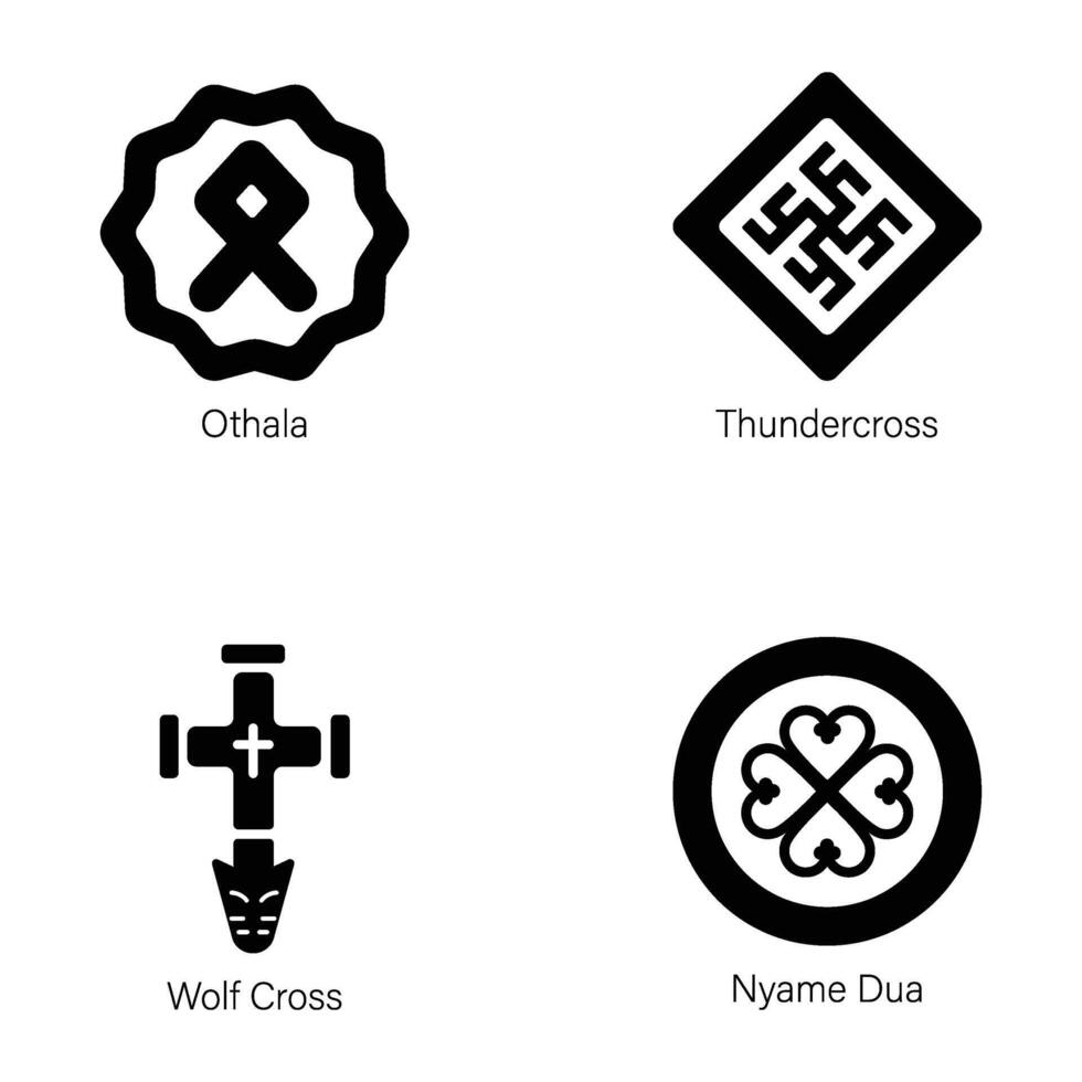 Pack of Spiritual Ancient Symbols Solid Icons vector