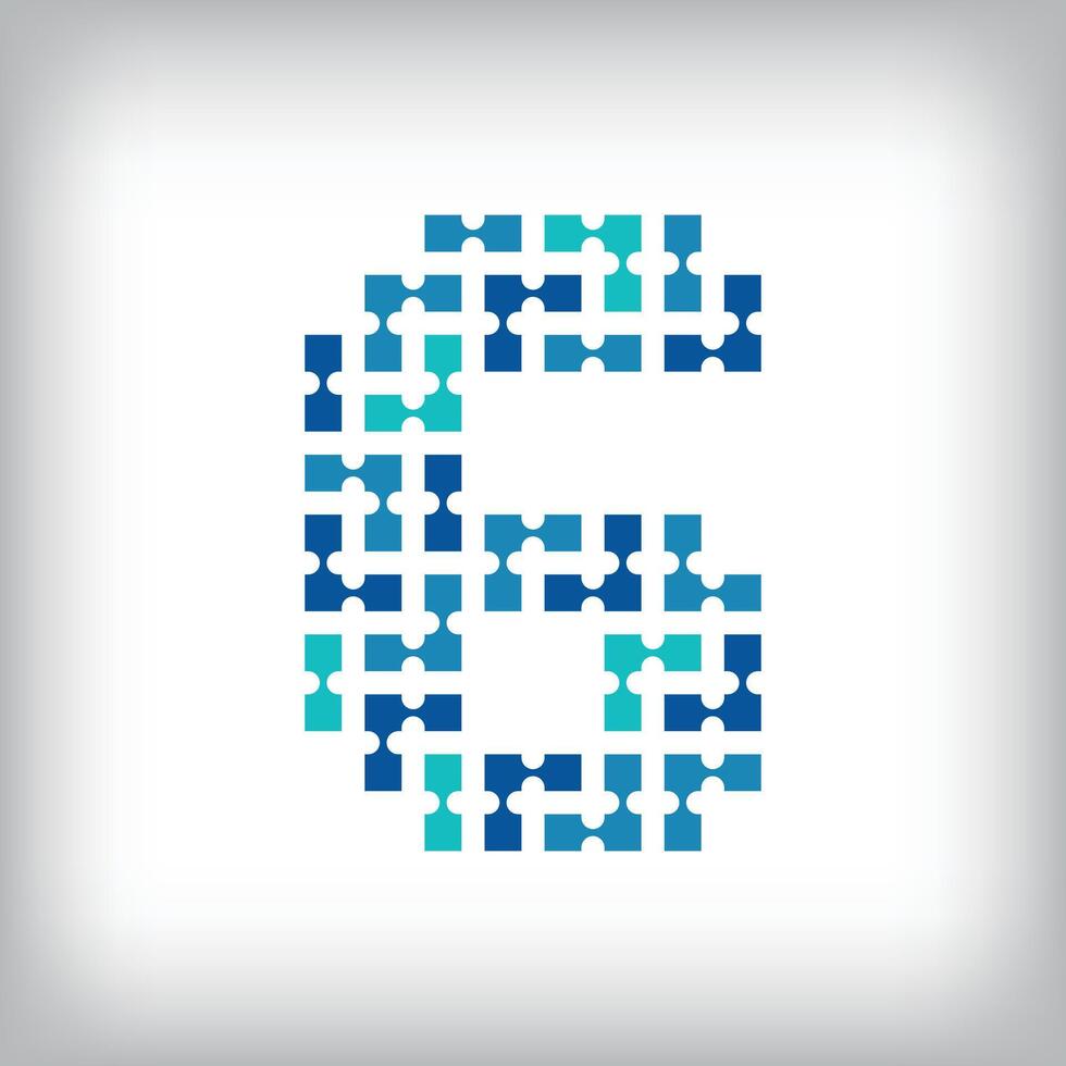 Networking connection number 6 logo. Creative communication blue tone graphics. Media, digital and technology company. vector