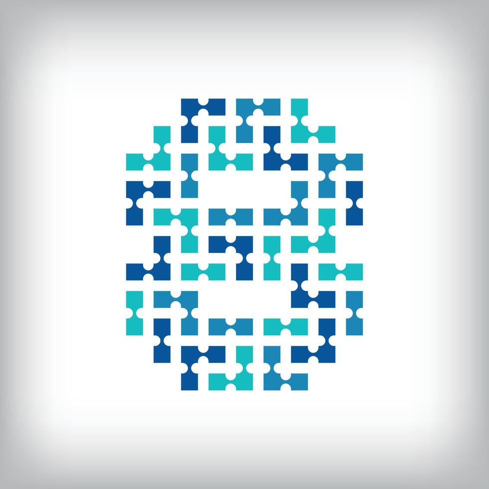 zey0068bartNetworking connection number 8 logo. Creative communication blue tone graphics. Media, digital and technology company. vector