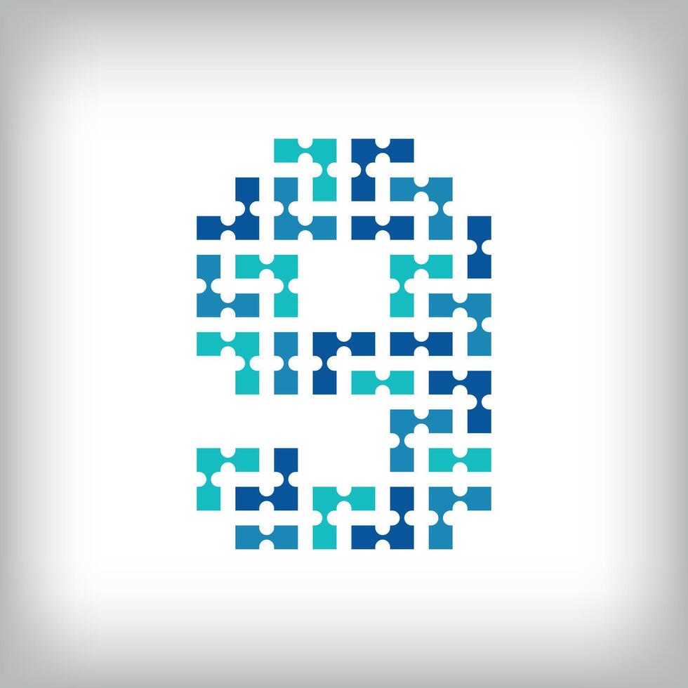 Networking connection number 9 logo. Creative communication blue tone graphics. Media, digital and technology company. vector