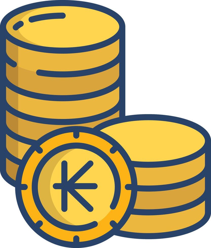 Kip coin linear color illustration vector