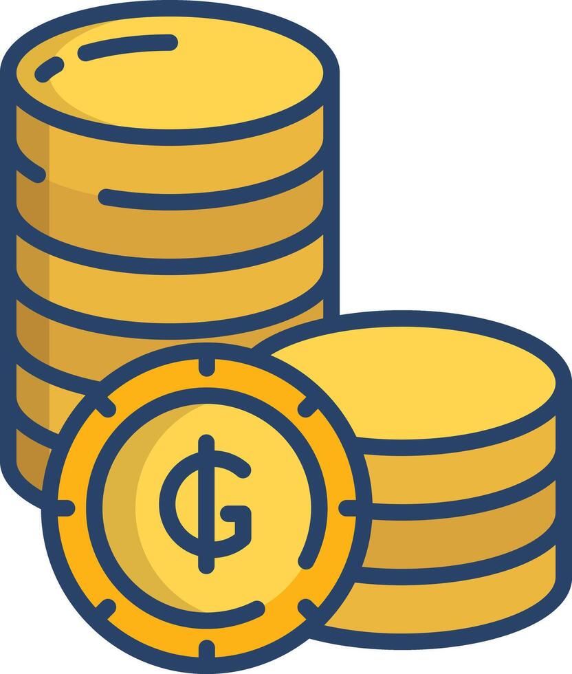 Guarani coin linear color illustration vector