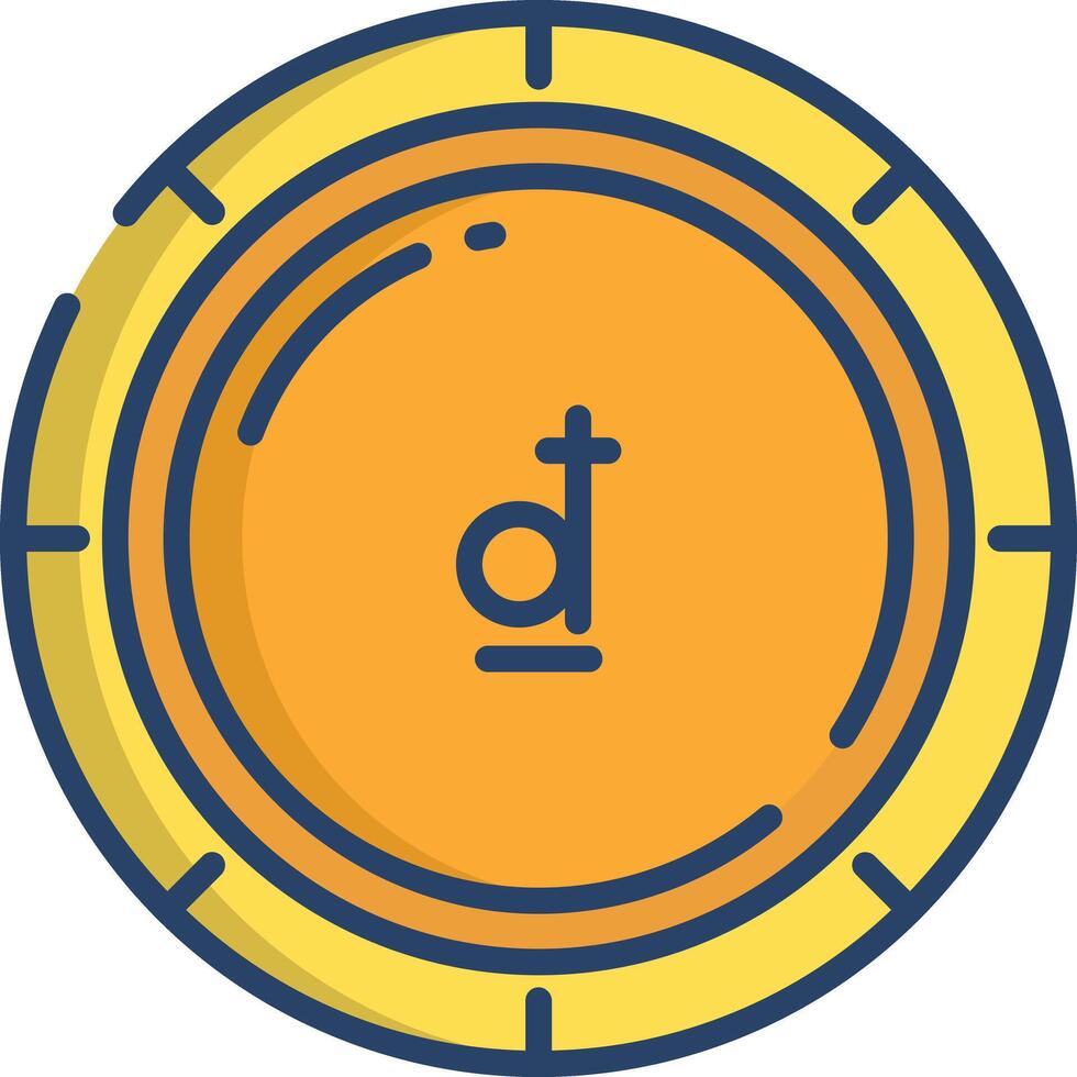 Dong coin linear color illustration vector