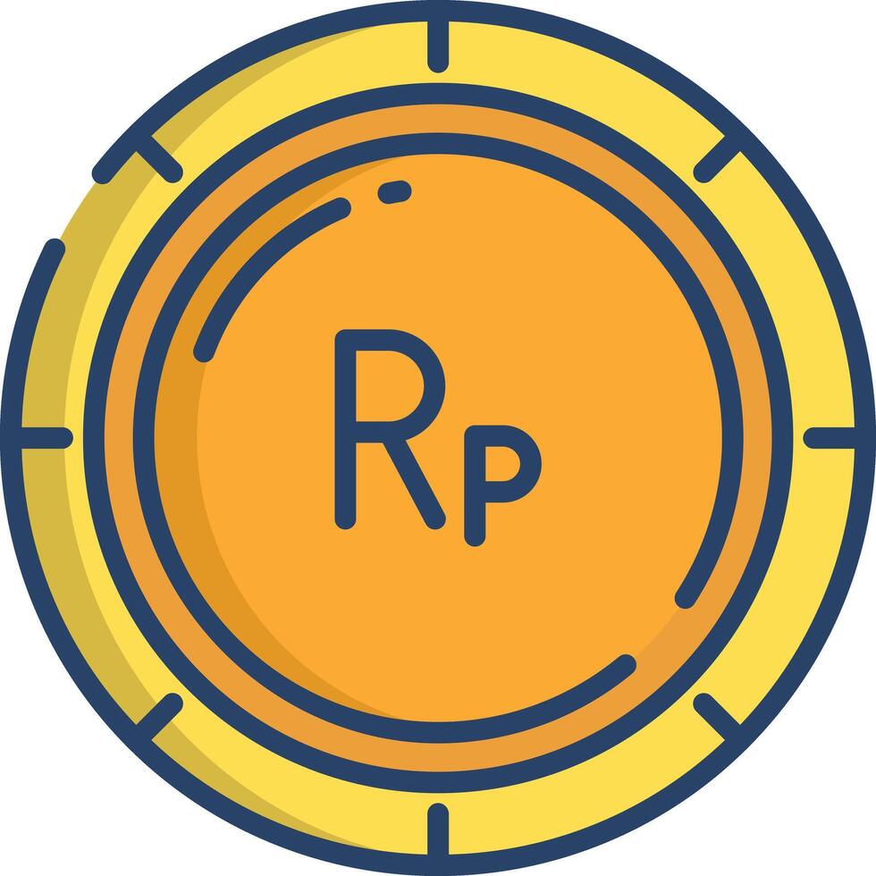 Indonesian Rupiah coin linear color illustration vector