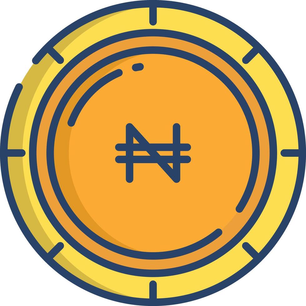 Naira coin linear color illustration vector