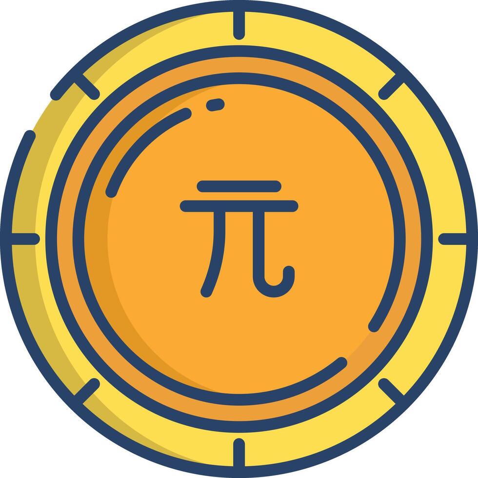 Renminbi coin linear color illustration vector