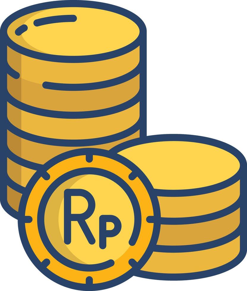 Indonesian Rupiah coin linear color illustration vector