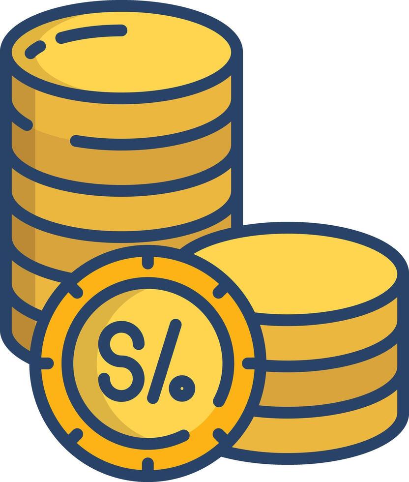 Peru coin linear color illustration vector