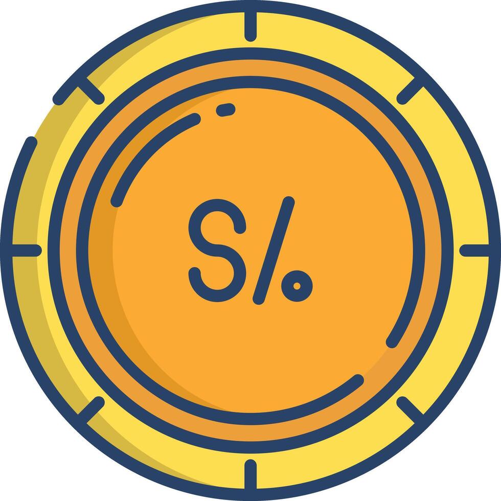 Peru coin linear color illustration vector