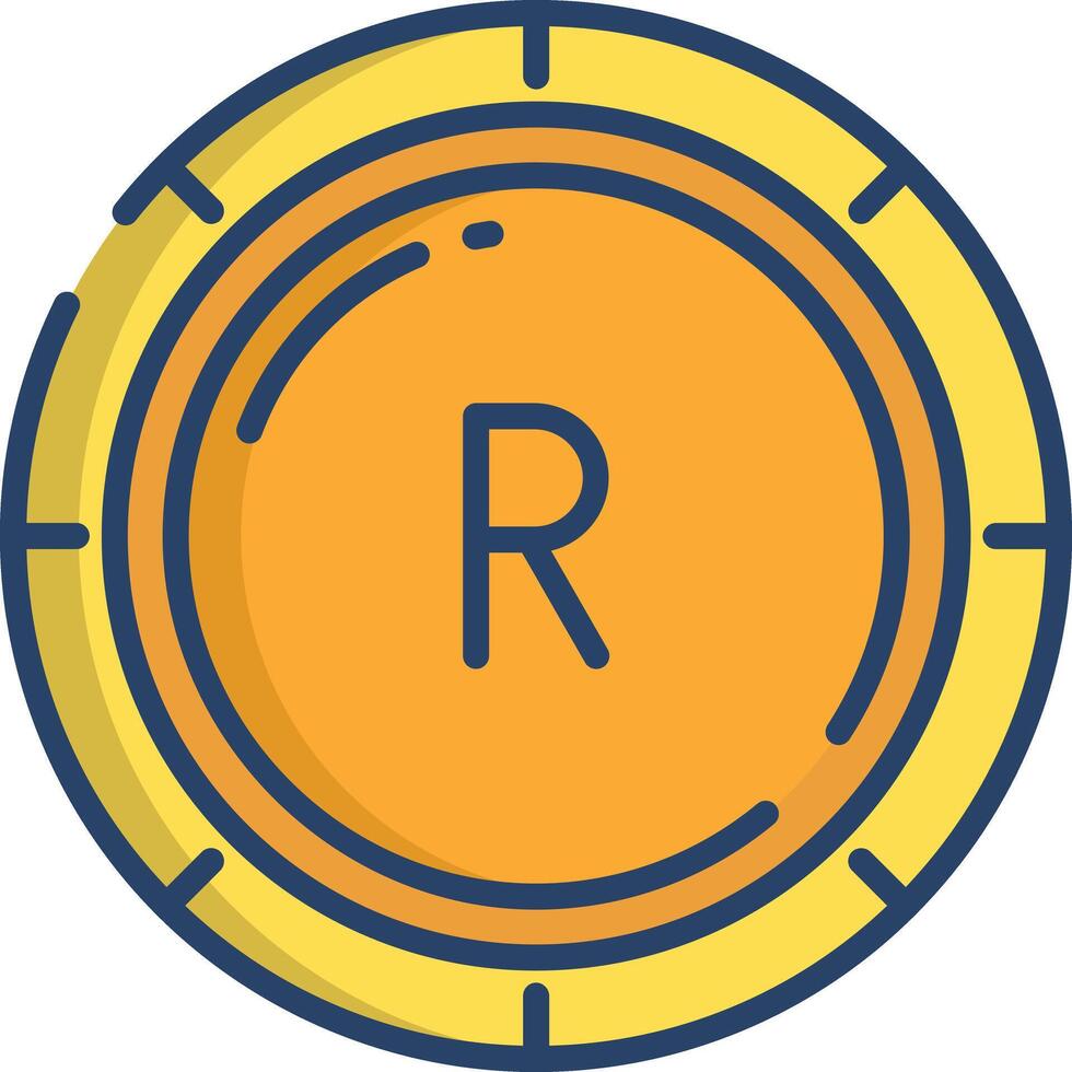 Rand coin linear color illustration vector
