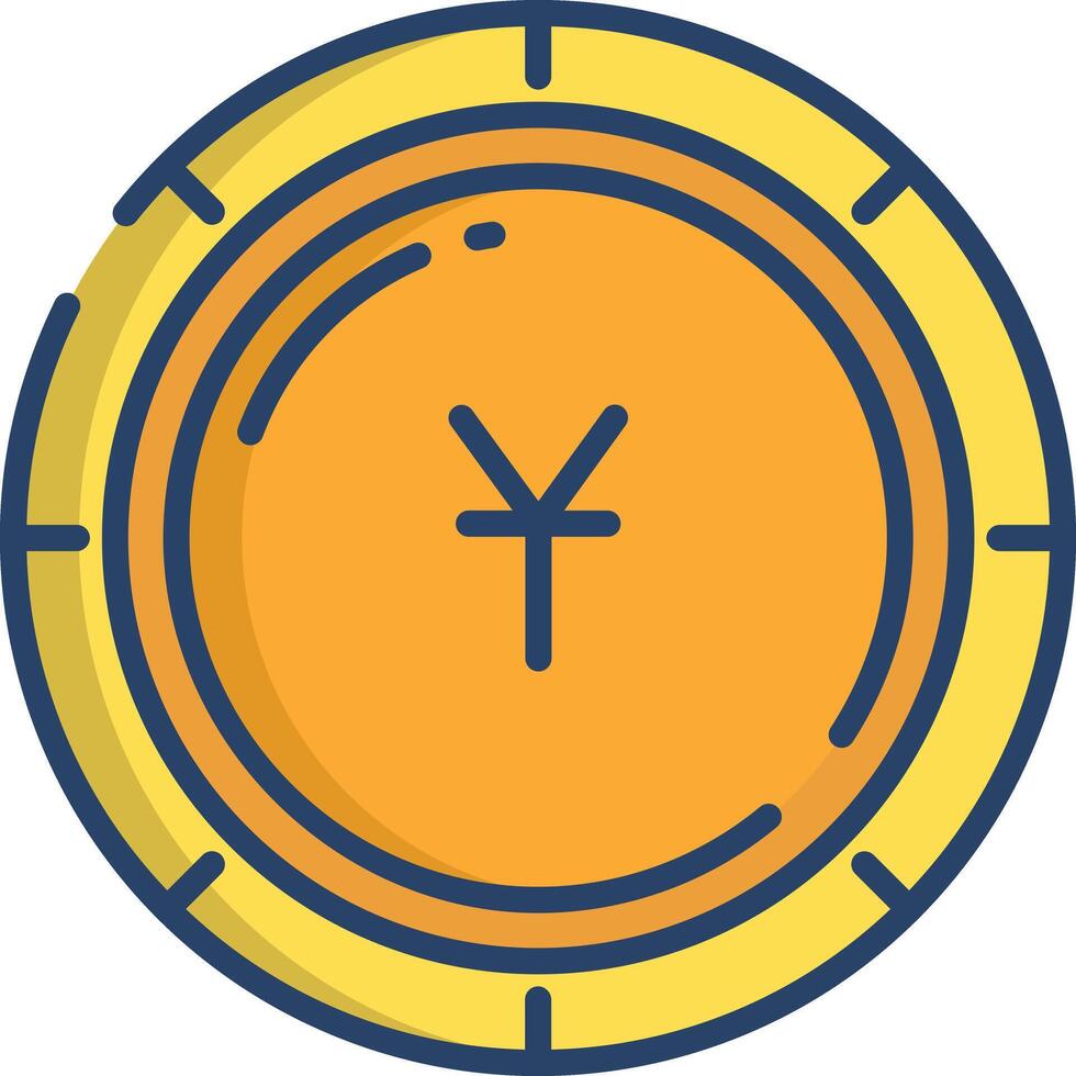 Yuan coin linear color illustration vector