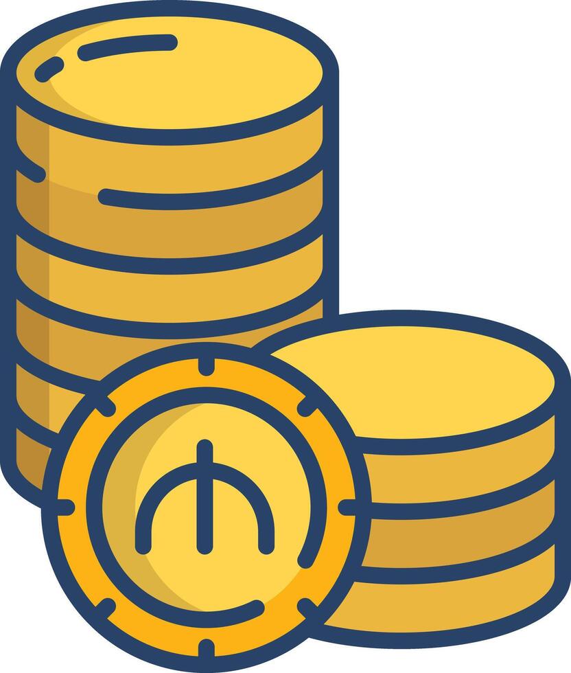 Manat coin linear color illustration vector