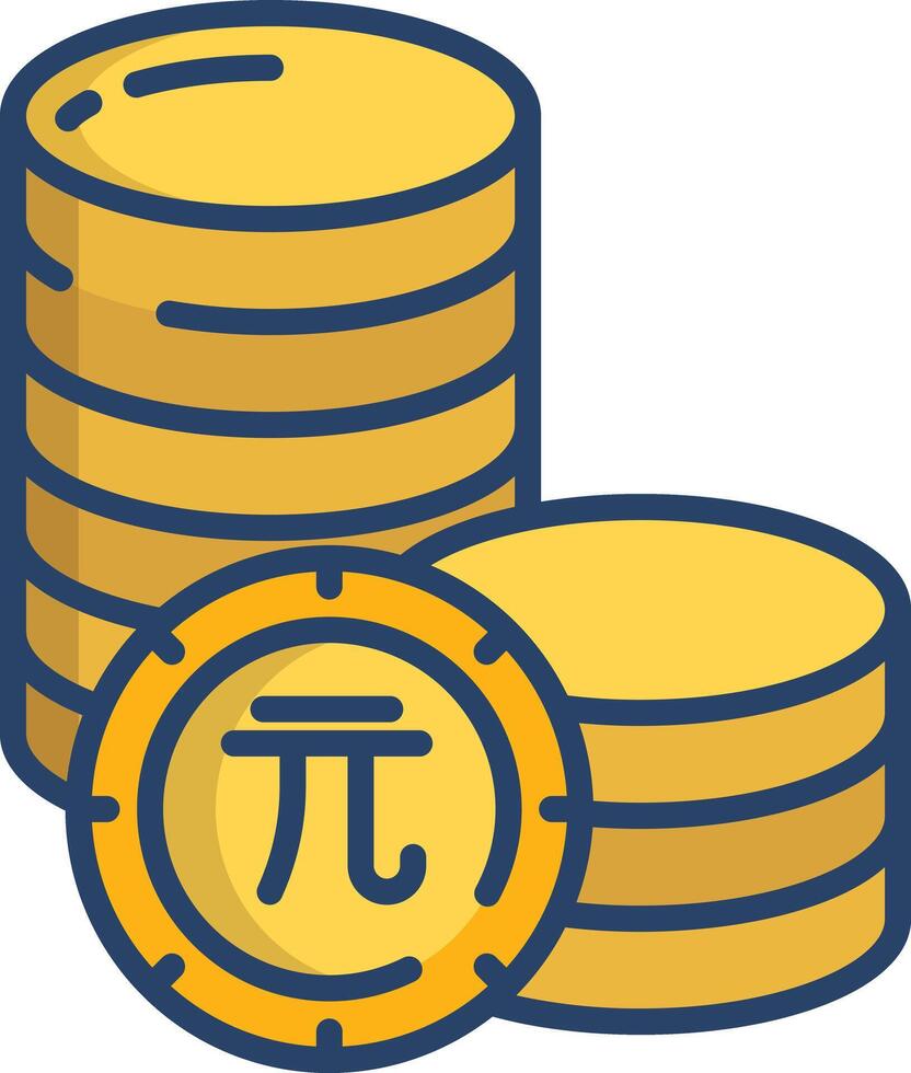 Renminbi coin linear color illustration vector