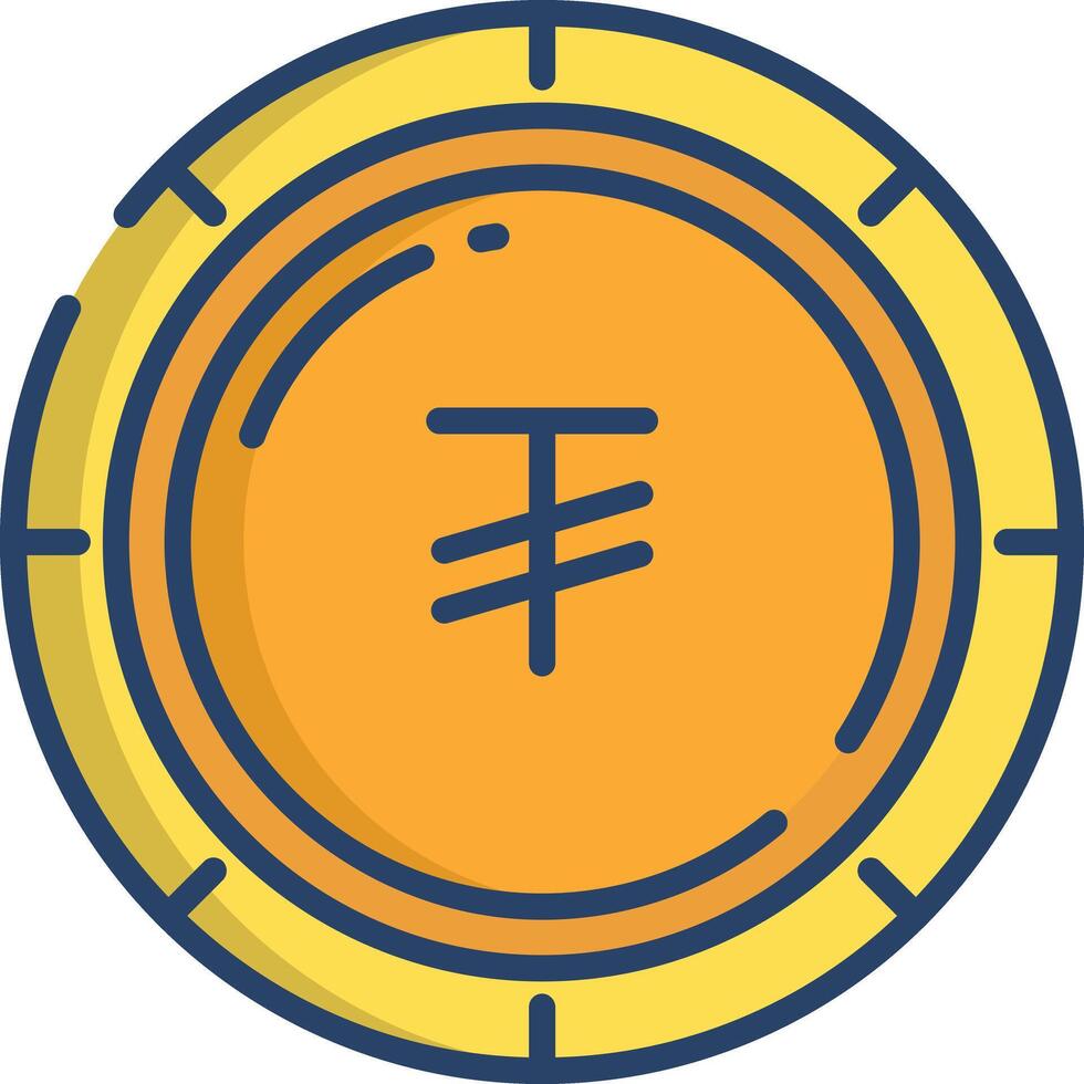 Tugrik coin linear color illustration vector