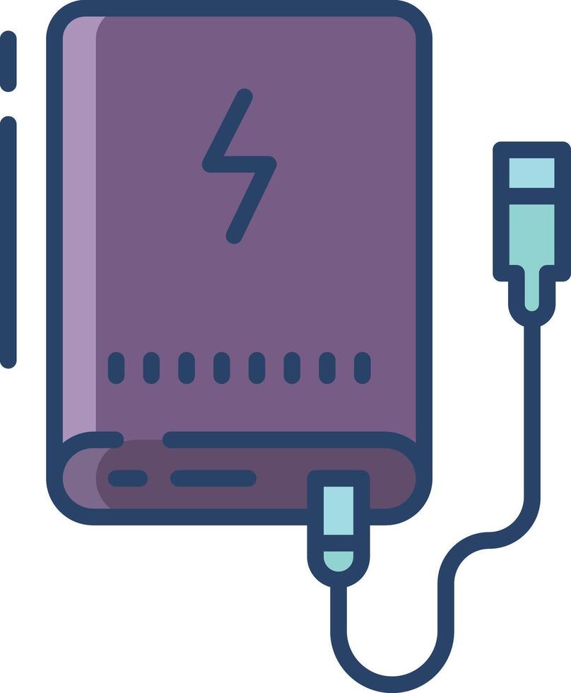 Power bank linear color illustration vector