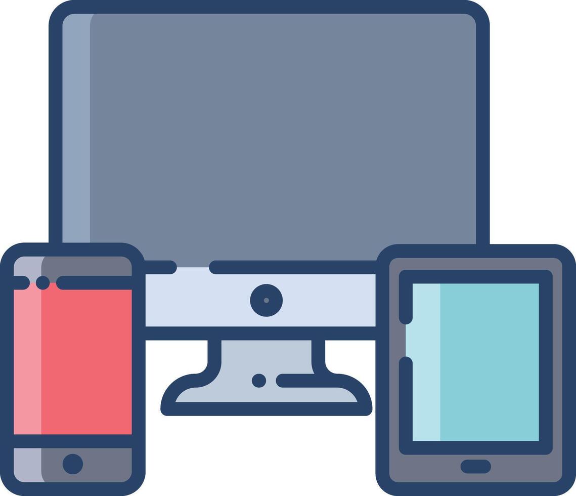 Multiple Devices linear color illustration vector