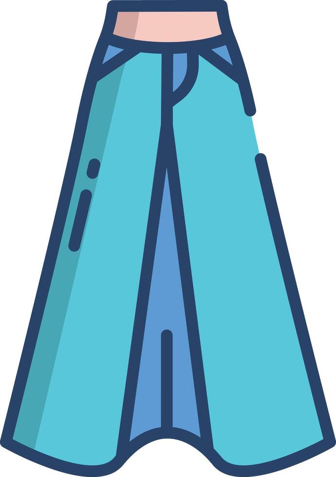 Godet Skirt linear color illustration vector
