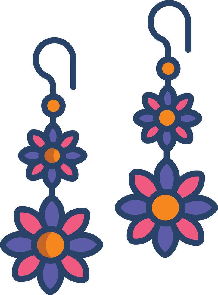 earring linear color illustration vector