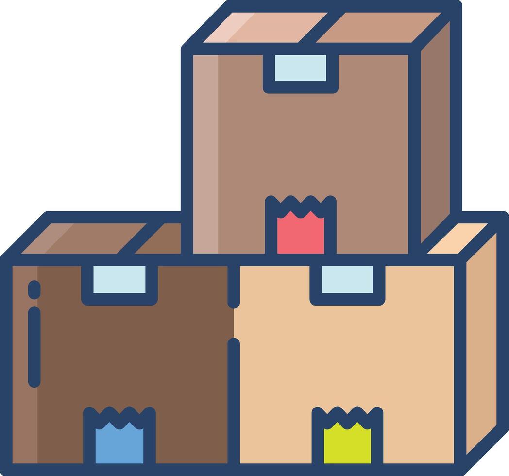 Boxes linear color illustration vector
