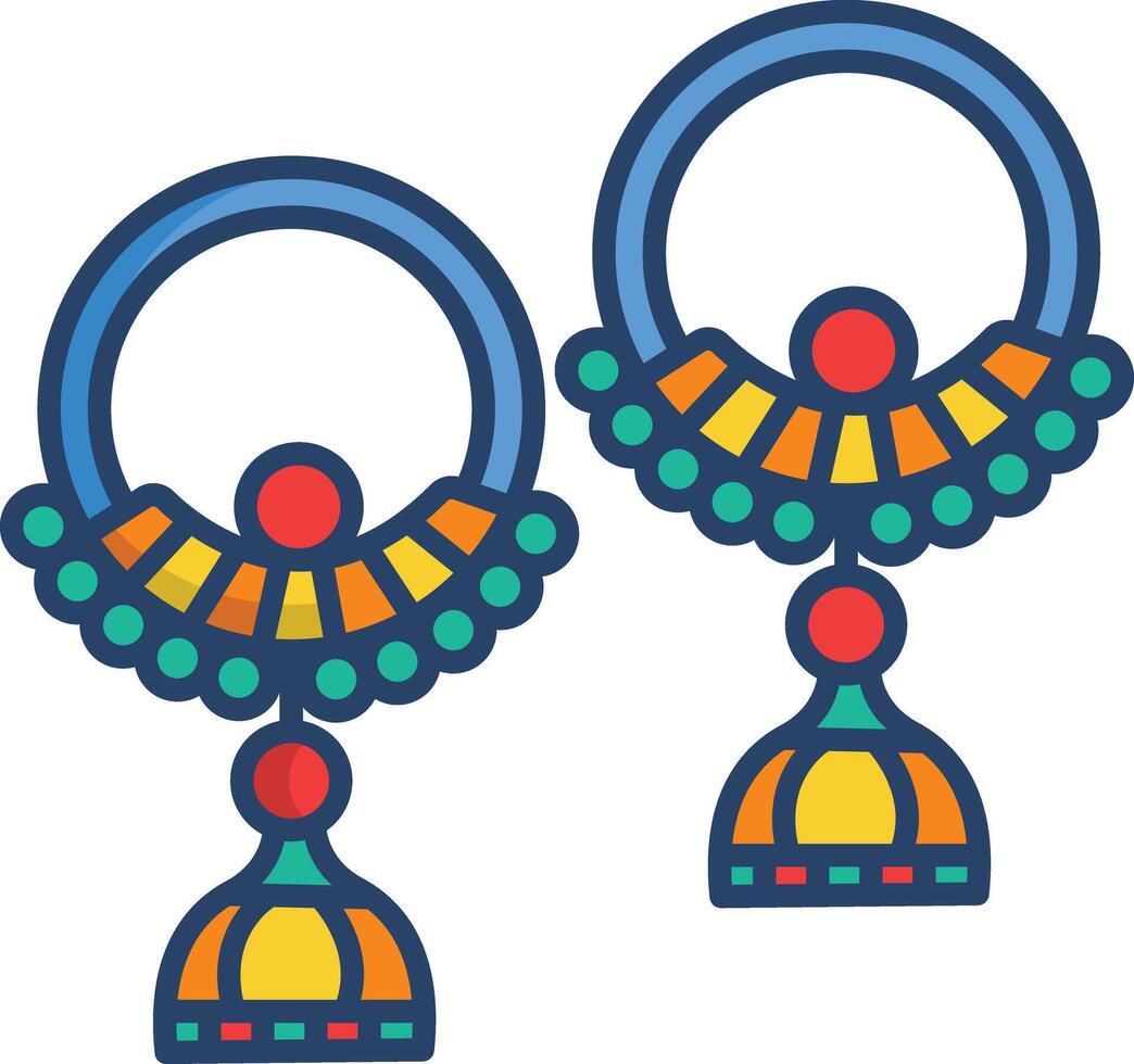 Earrings linear color illustration vector