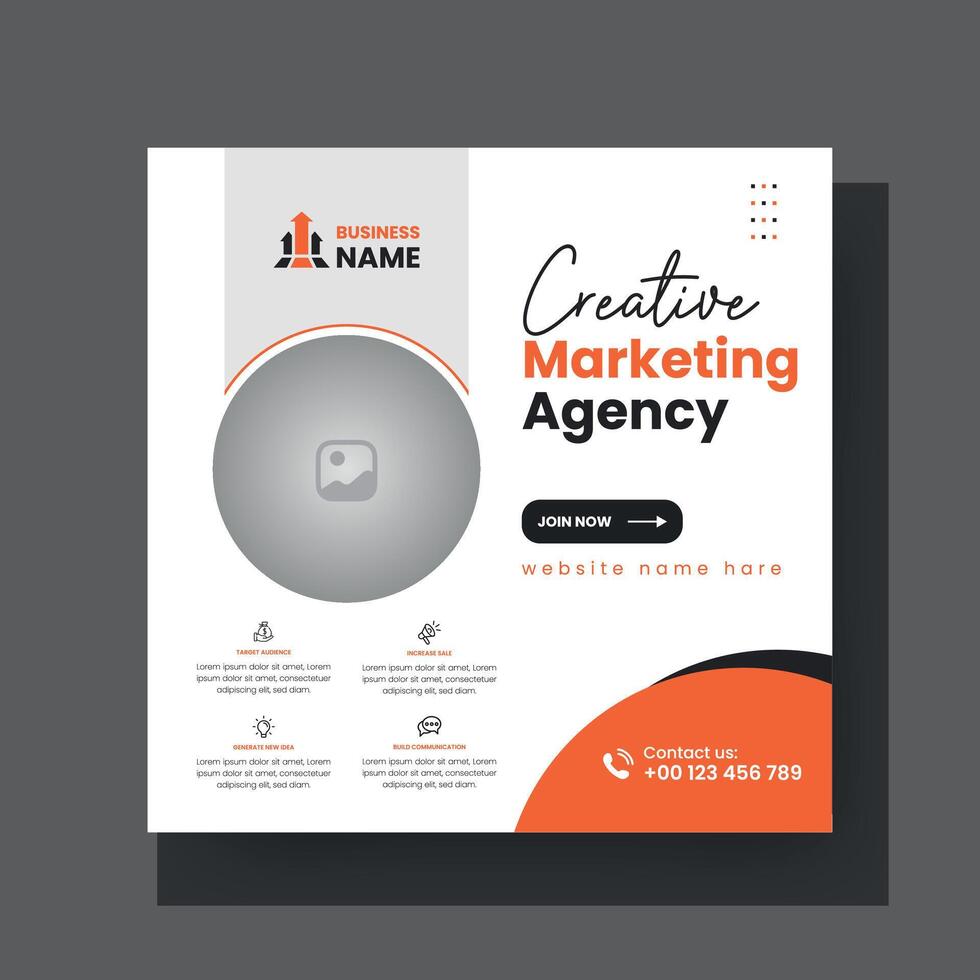 Modern Digital Marketing Agency Social Media Post For Business. Abstract Advertisement Square Web Post for Company Promotion. vector