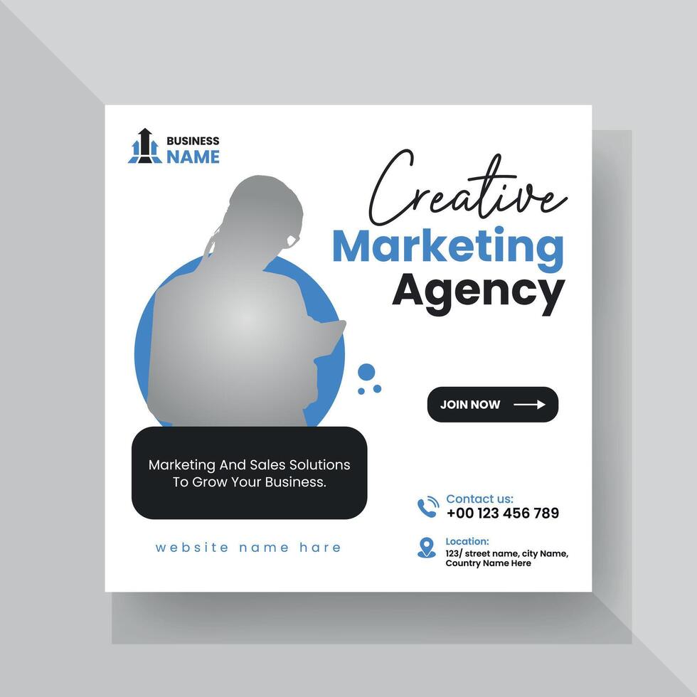 Modern Digital Marketing Agency Social Media Post For Business. Abstract Advertisement Square Web Post for Company Promotion. vector